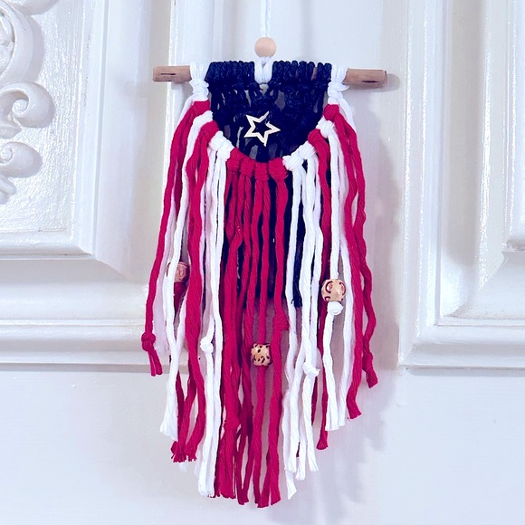 🇺🇸Soul Embellishments USA American🇺🇸Vehicle Decor+Air Freshener Macramé … - Picture 1 of 12